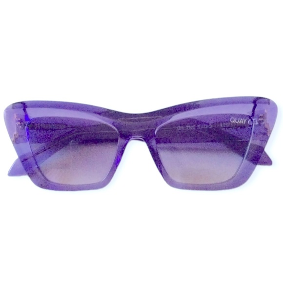 QUAY On The Radio Sunglasses Purple Frame Purple Gradient Lens Cat Eye NWT - Picture 2 of 14